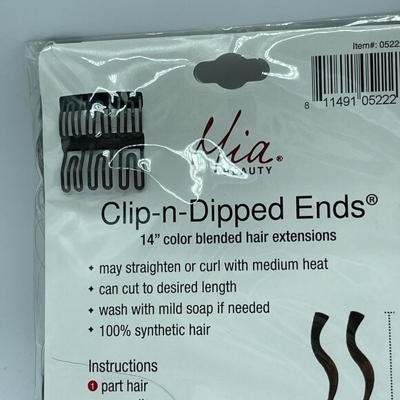 Mia Hair Extensions Clip n Dipped Ends 2 Pieces 14inches long Brown Blonde - Picture 8 of 9